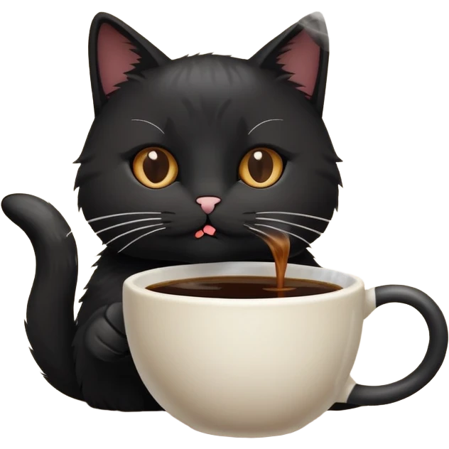 Cat with a cup of coffee emoji