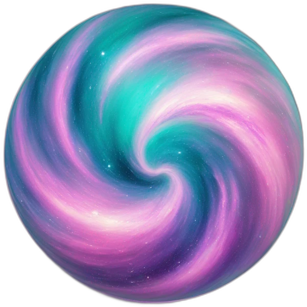Swirling galaxy orb teal pink purple emoji