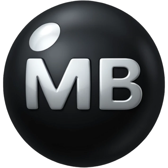 Black Ball with MB written on in the middle of it. Nothing else no holes or anything. emoji
