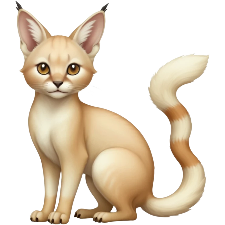 Plain albino soft smooth silky pale light pastel white glorious divine exotic cute cool realistic beautiful fantasy-caracal-genet-chinchilla-vernid-Cacomistle-Trico-oncilla-animal-Fakémon-hybrid-fursona (full body) emoji
