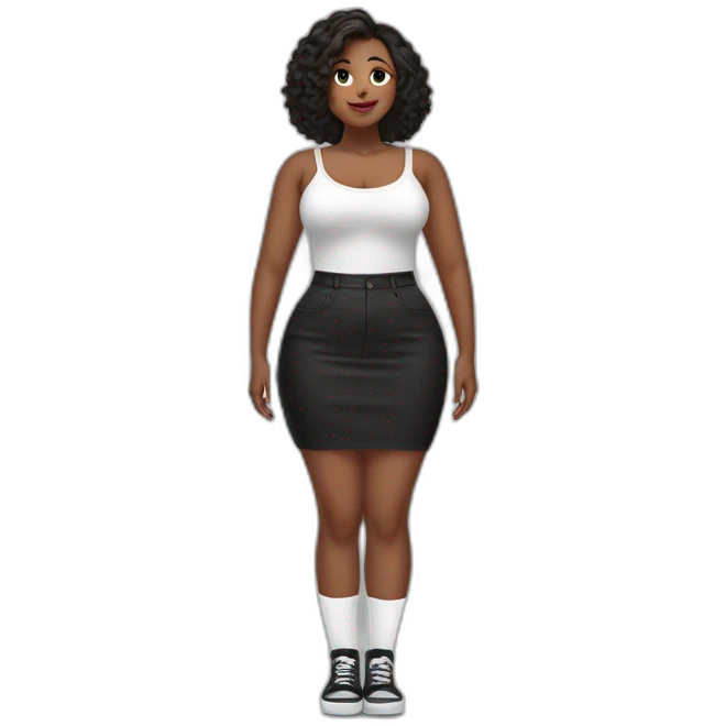 full body curvy beauty lifts her black skirt-back-view-long-white-socks emoji