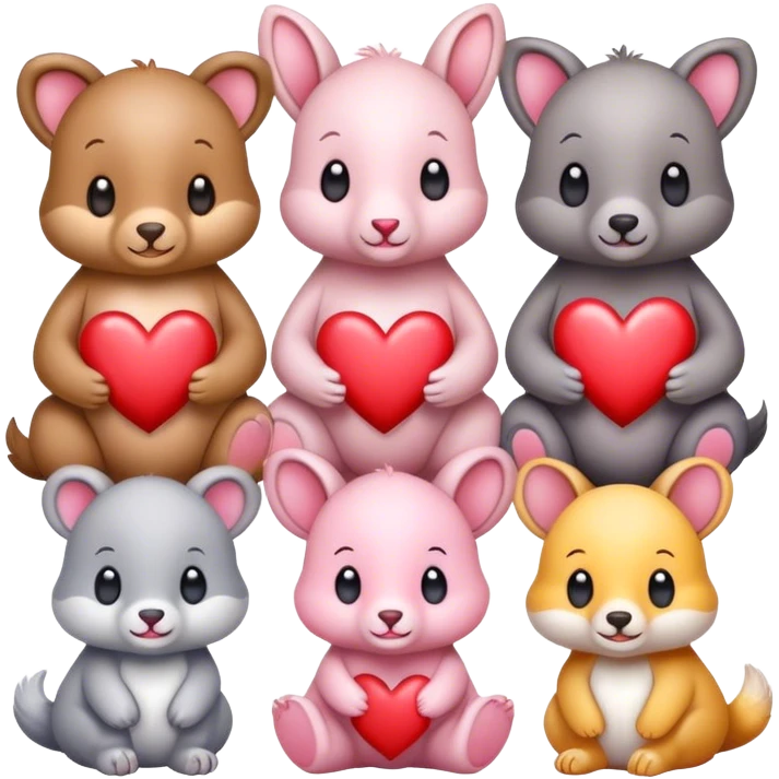 Baby animals saying hi with hearts emoji