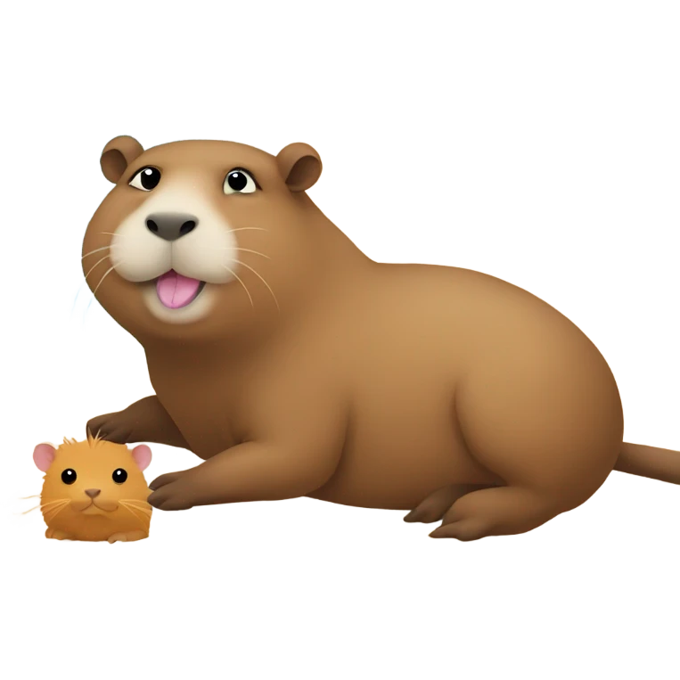 Capybara with cat on a beach emoji