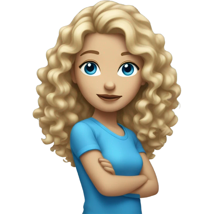 Girl with dirty blond curly hair and blue eyes fair skin emoji