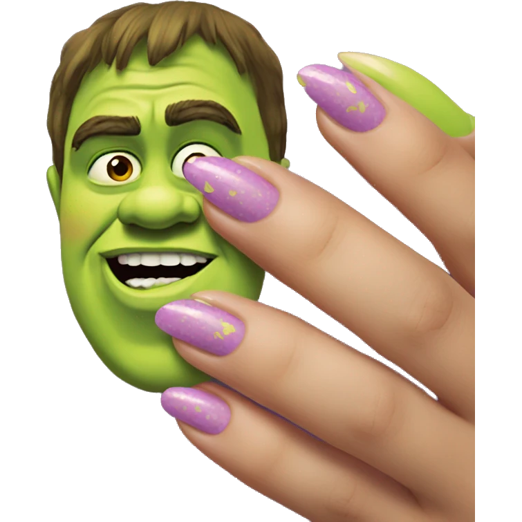 Sassy shrek fake nails emoji