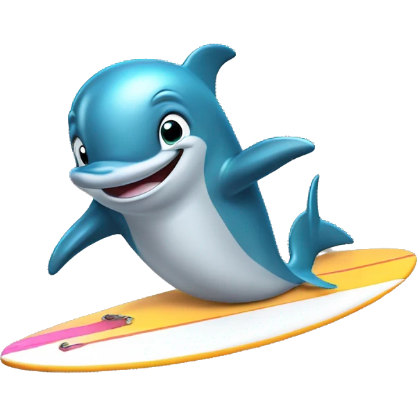dolphin riding surfboard  emoji