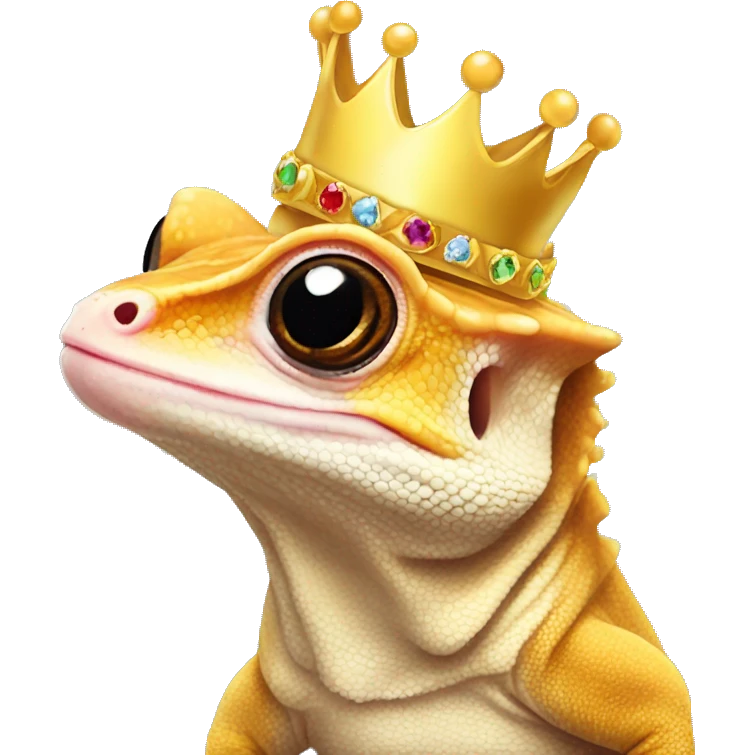 Cute crested gecko wearing a crown emoji