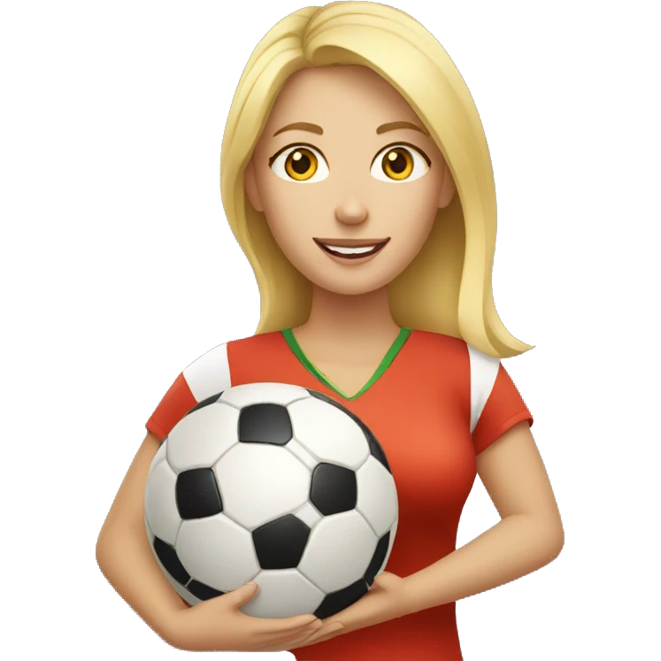 blond woman holding a soccer ball in her hand emoji