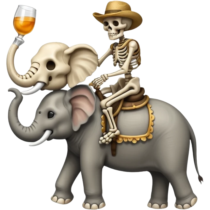 Skeleton Rider on elephant, Drinking. emoji