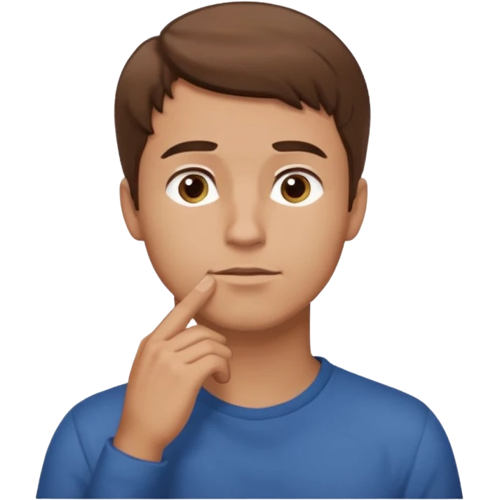 white guy looks up, stands sideways, puts hand to chin, thinks emoji