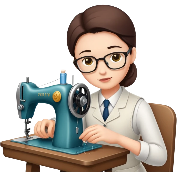 tailor sewing with a sewing machine emoji