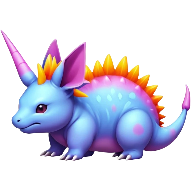 lush warm-colored colorful neon-colored Fakémon-Nidorino-creature (full body) emoji