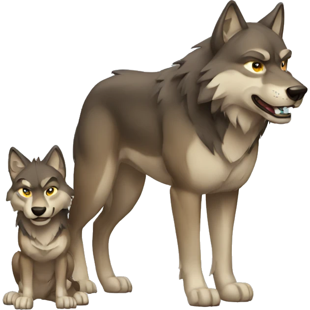 muscular wolf family emoji