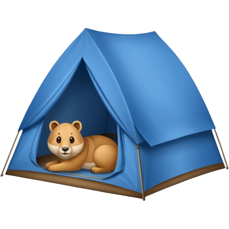 Blue tent with a Slow animal emoji