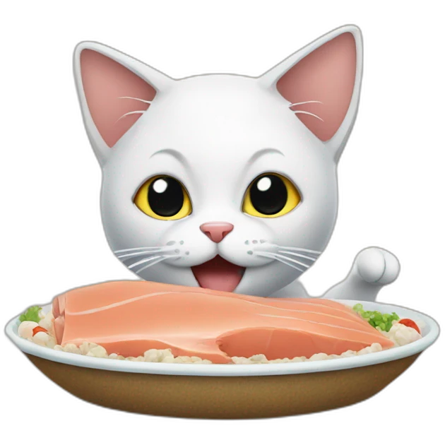 The cat is eating tuna emoji
