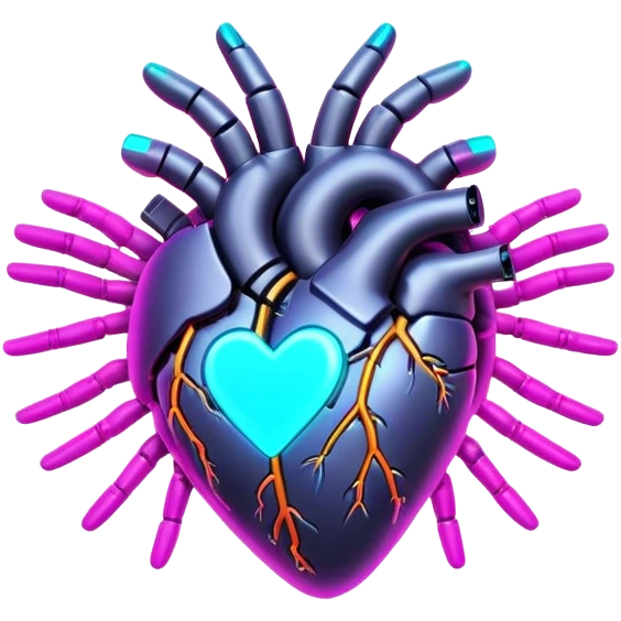 Neon cyberpunk style 
heart made of  hands emoji