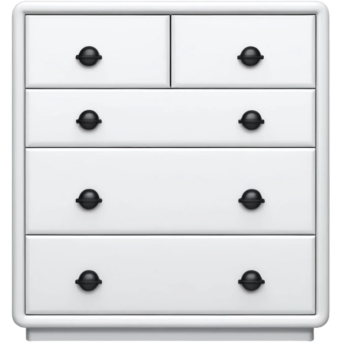 sleek white 6-drawer chest with small black knobs, stacked vertically emoji