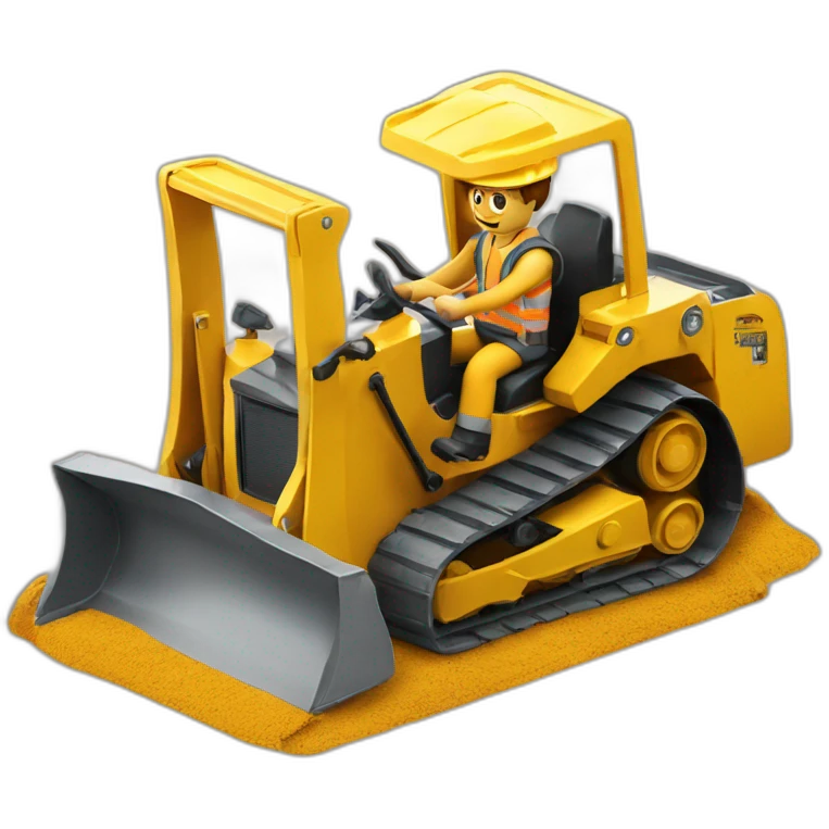 construction worker in bulldozer from bird perspective emoji