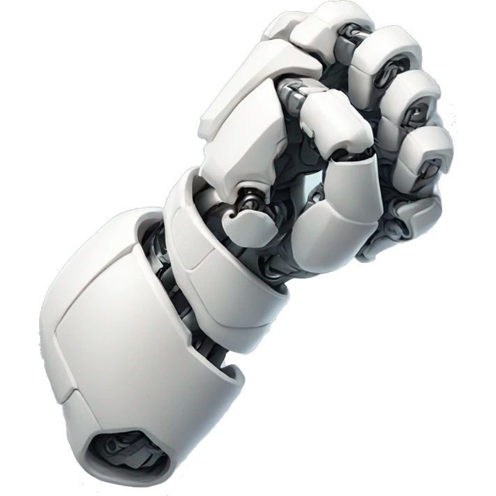 White mechanical cyborg arm and bicep emoji