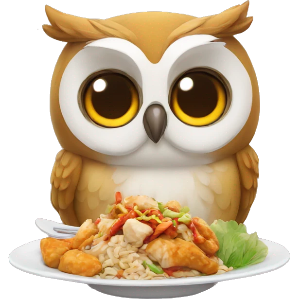 owl eating chinese food emoji