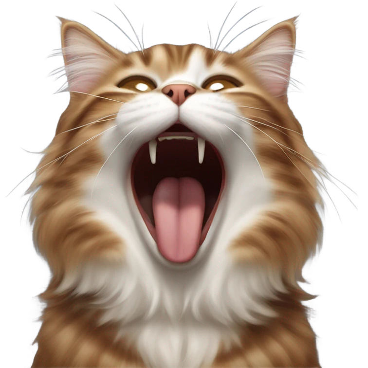Brown siberian cat yawning emoji