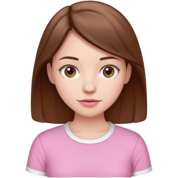 Pale girl brown hair and wearing pink and white shirt emoji