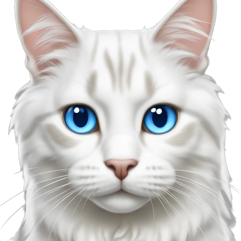 Mainecoon white cat with blue eyes emoji