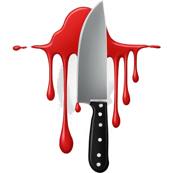 red paint drooping from kitchen knife blade emoji