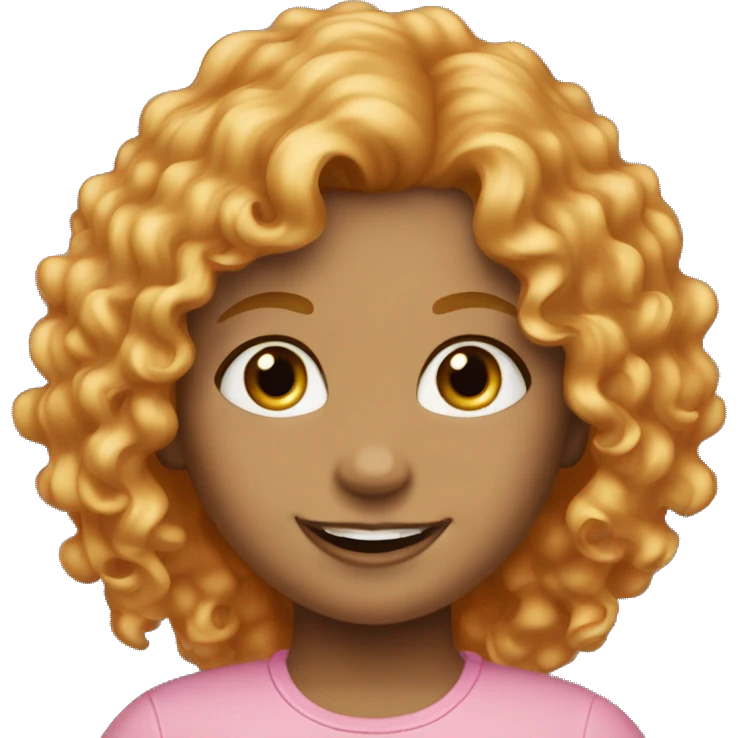 a girl with curly strawberry blond hair, size 10 and happy emoji