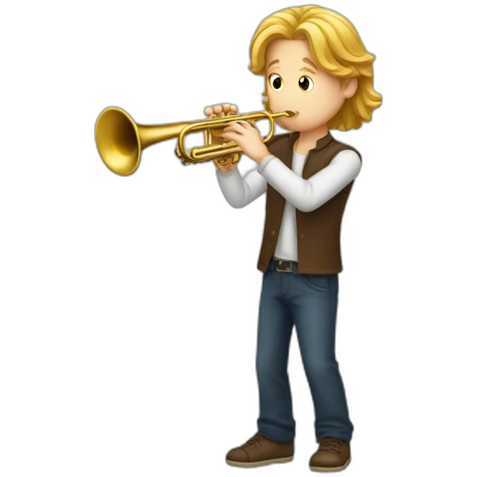 White boy with long hair playing trumpet emoji