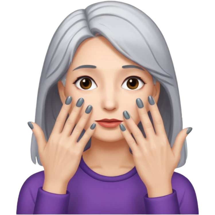 woman with gray hair and hand covering face emoji