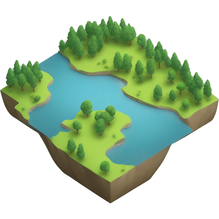 lake landscape isometric 3d emoji