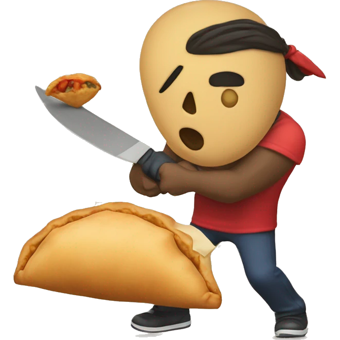 Perogui fighting with a empanada emoji