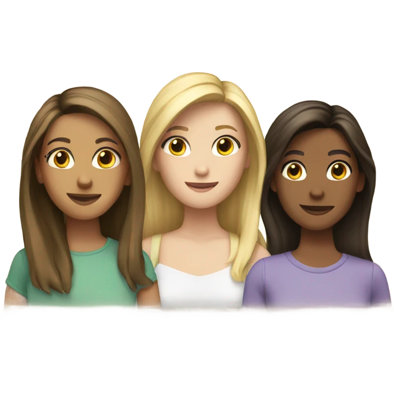 Three brunettes and one blonde friends  emoji