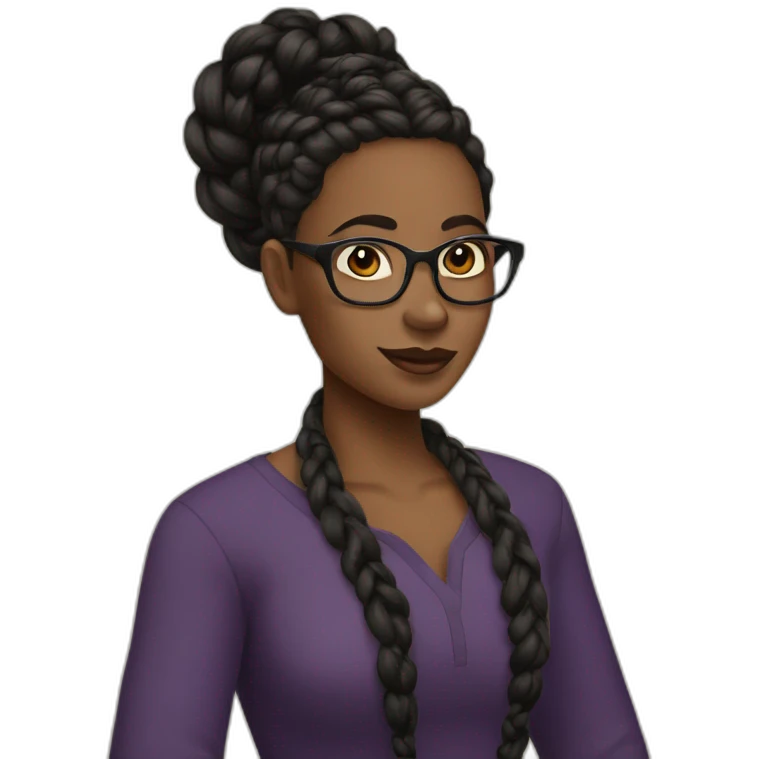 Black Queen qui glasses and braided hair emoji