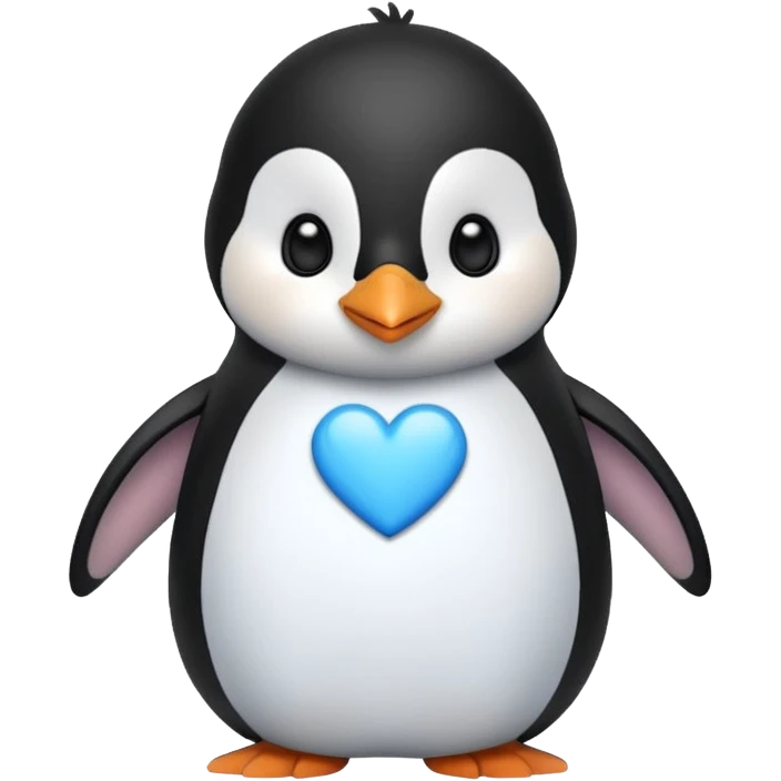 loving cute penguin whit blue hearts around him emoji
