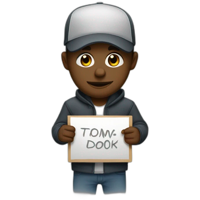 Yomi Denzel holding a sign and writing on it « Matt_dv 100K » emoji