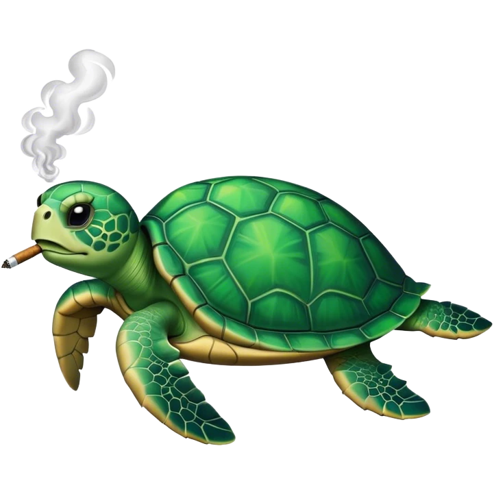 Sea turtle getting high smoking weed emoji