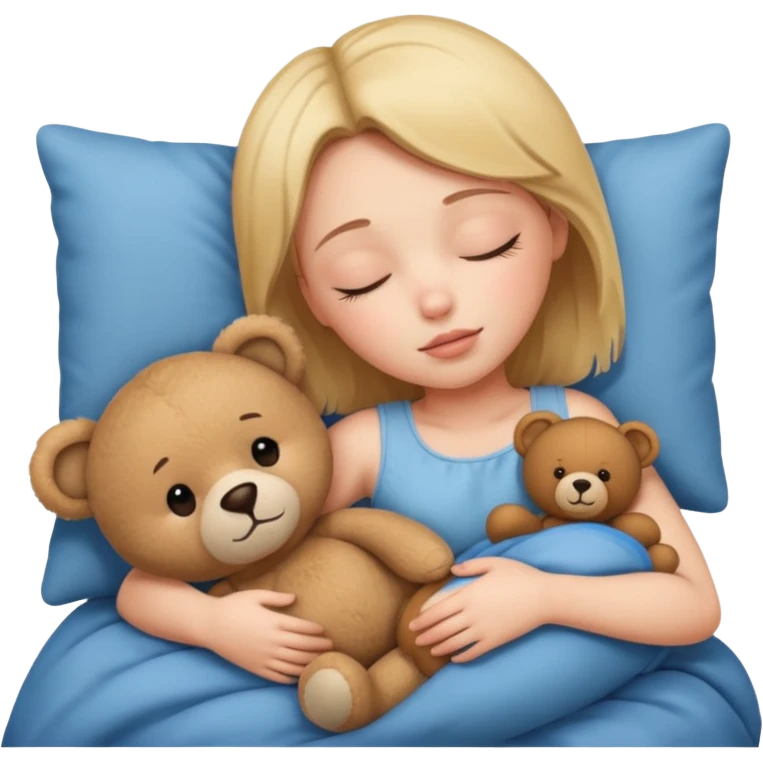 Chica durmiendo con un peluche emoji