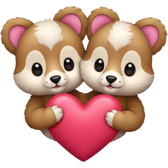 cute animals in love with hearts emoji