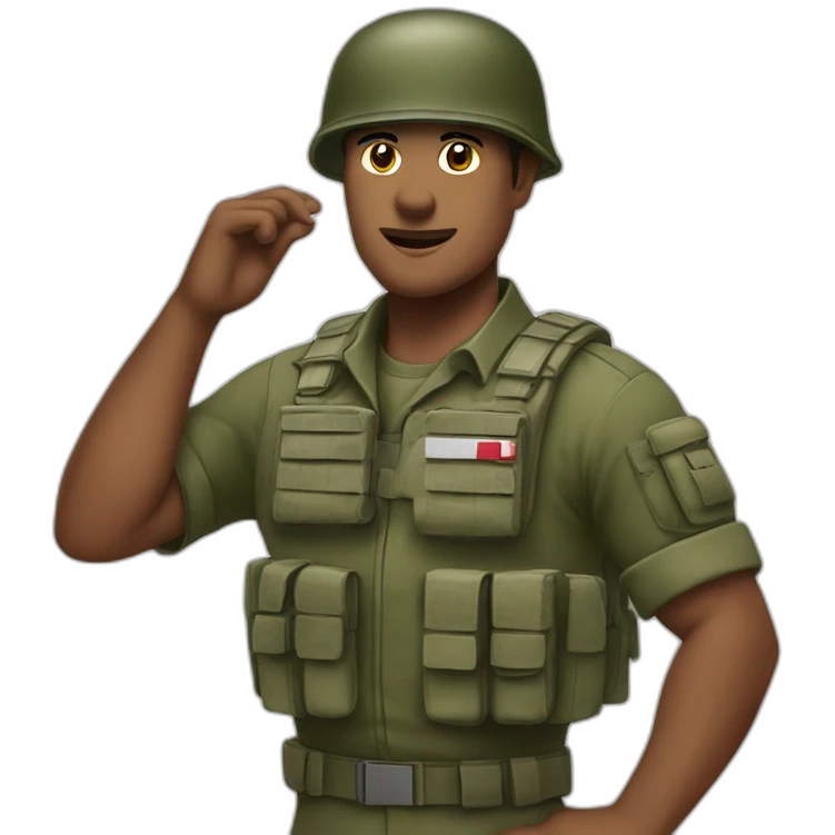 Militaire avec sa main sur sa tempe emoji