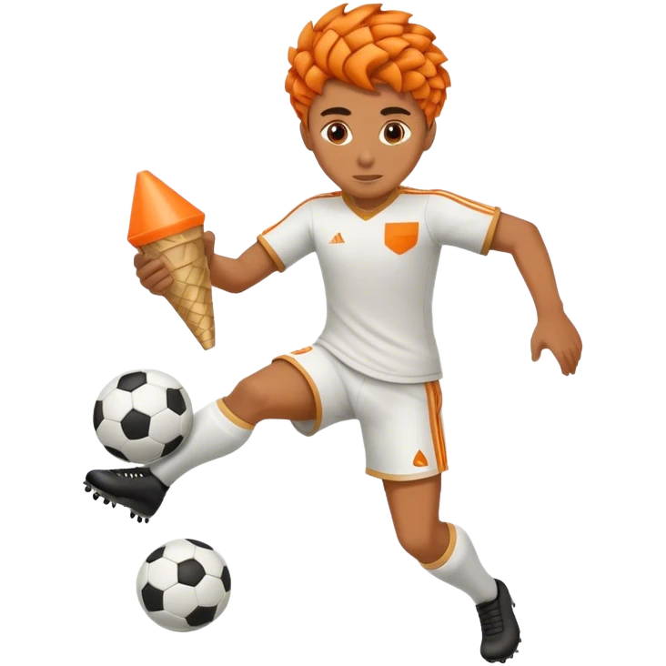 soccer player doing cone weaves with the ball emoji