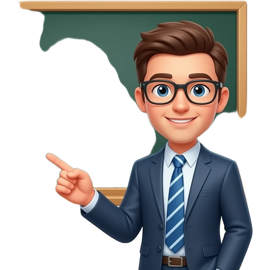 yound man as a teacher with the board behind him emoji