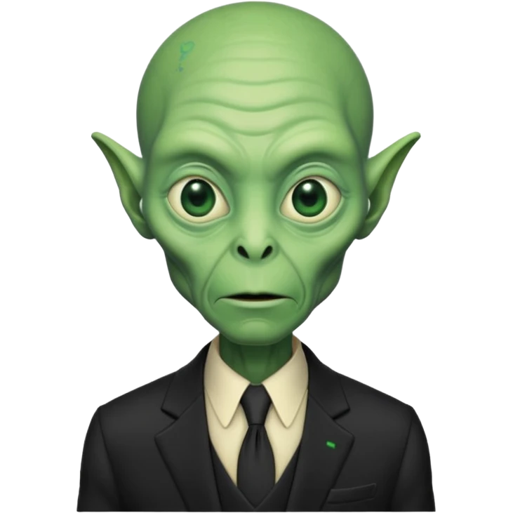 an old alien with black suit, green skin, neutral

 emoji