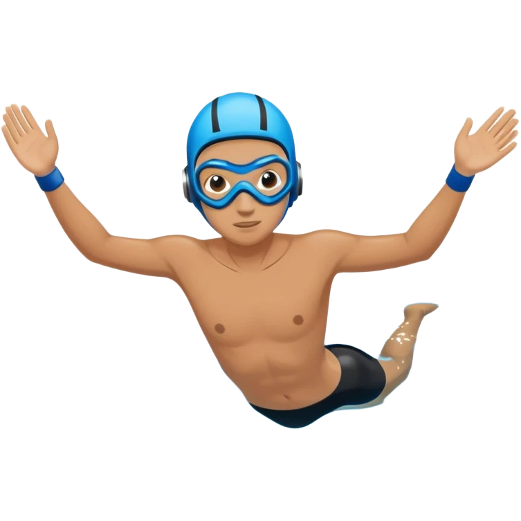 determined pool diver dives into a pool of confidence blue water  emoji