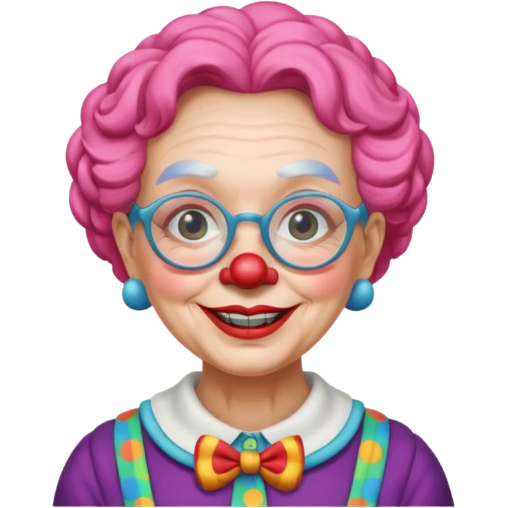 grandma clown with eyeglasses emoji