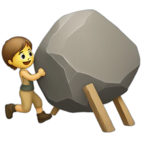 giu pushing a stone up a hil emoji