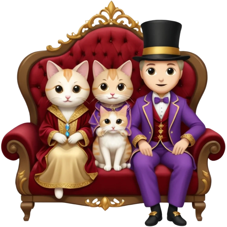 magician couple and their pet cat emoji