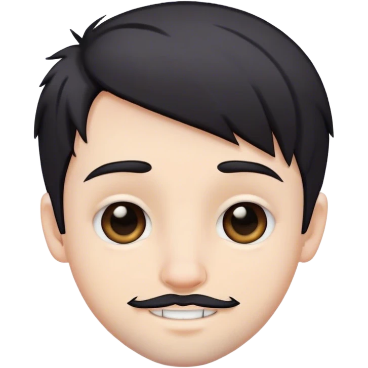 Cute white male, short dark colored hair and facial hair, nose and lip piercing, emo smiling emoji