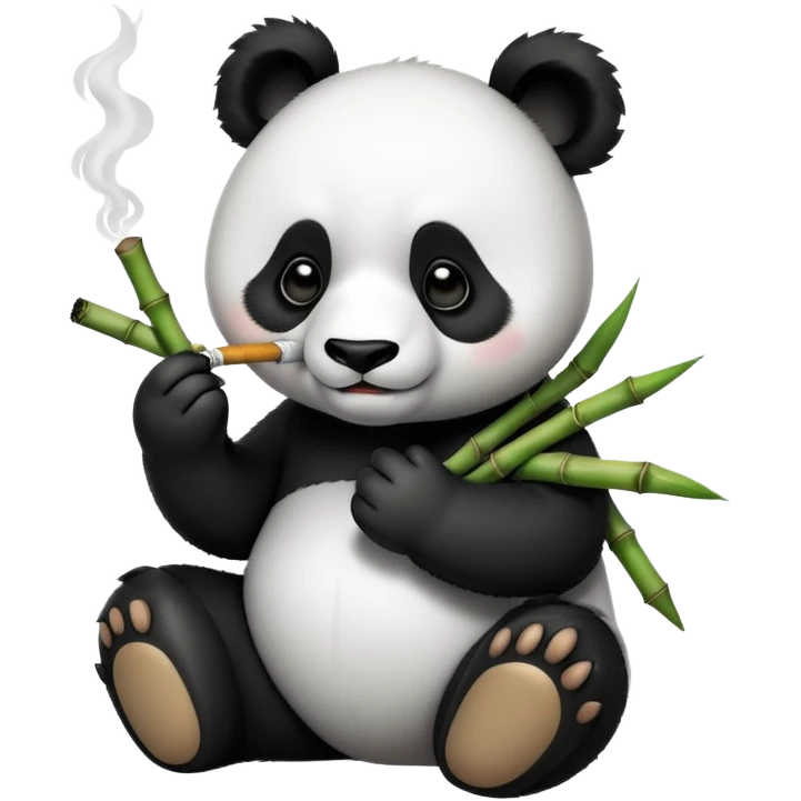 Panda smokes bamboo emoji